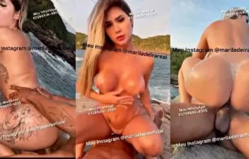 Mari Ladeira foi filmada pescando cavalas nas proximidades do mar em um vídeo caseiro