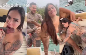 Anny Alves participando de festinha com vários homens em um barco