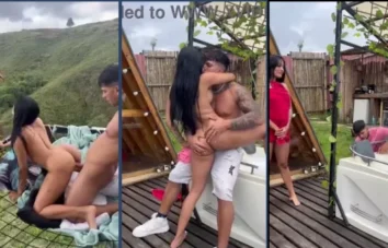 Morena bonita do Rio de Janeiro transando intensamente no jardim com o marido da irmã