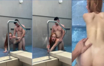Eletricista se divertindo com a ruivinha na piscina