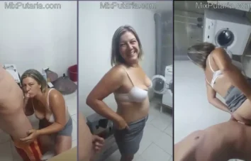 Fazendo sexo com a vizinha mais velha na lavanderia