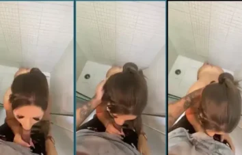 Naty novinha fazendo um boquete no amigo no chuveiro