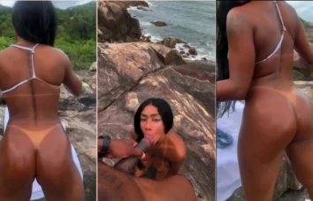 Mulata do Rio se esbaldando nas pedras com um negão bem dotado